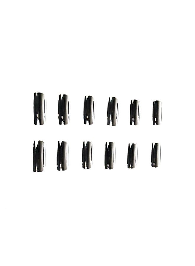 CTTHNBD Silver Press on Nails Square - Medium Fake Nails with Chrome Design - Solid Color Full Cover Stick on False Nails - for Women 24 Pcs - Image 5